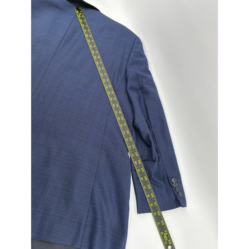 Bespoke Blue Prince of Wales Wool Blazer Sport Coat Reda 1865 Italian Fabric 48R